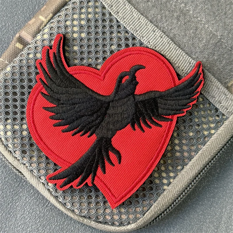 Parche "Crow", insignia de moral táctica, gancho bordado y bucle, mochila, accesorios de decoración de ropa, brazalete adhesivo - imagen 4