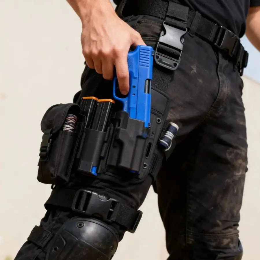 Correa de pierna táctica para exteriores, correa de accesorios para bolsa de pierna táctica CS multiusos, equipo de camuflaje realista para exteriores