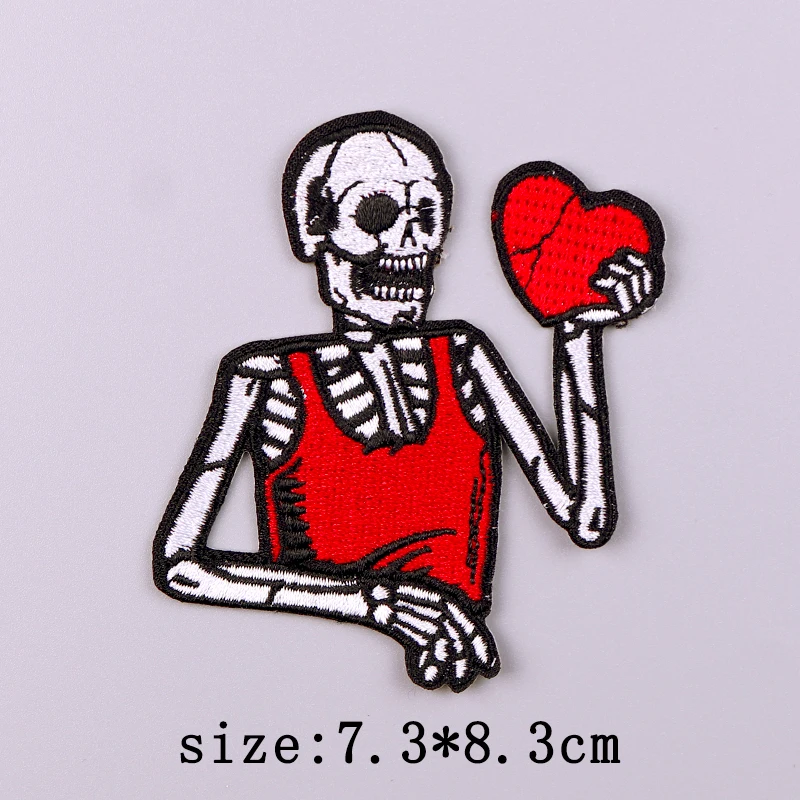 Parche bordado de calavera Punk, parches para planchar para ropa, parches bordados de Hip Hop para ropa, parche Fusible para insignias de ropa - imagen 5