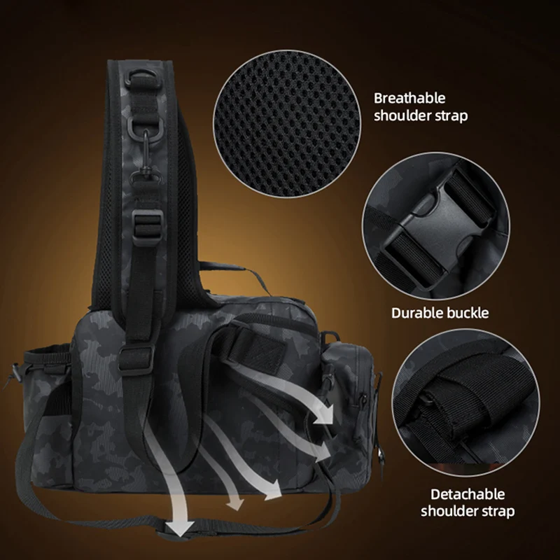 Bolsa de aparejos de senderismo al aire libre, bolsas de cintura Luya Molle de pesca con soporte para caña, mochila deportiva con señuelo de caza, paquete divertido de Camping grande para hombre - imagen 5