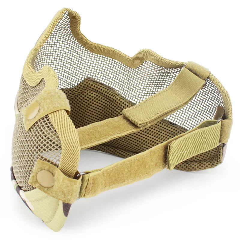 Máscara táctica de Airsoft para Paintball, mascarilla transpirable de malla de acero con bajo contenido de carbono para tiro en la oreja, máscara de media cara CS - imagen 3