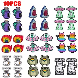 10 Uds. Parche bordado de gato OVNI espacial, parche de rana Animal de dibujos animados, parches termoadhesivos para planchar para ropa