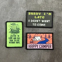 Lo siento, llegué tarde, no quería venir, parche táctico, insignia de moral con gancho y bucle, parches para mochila, ropa, apliques decorativos