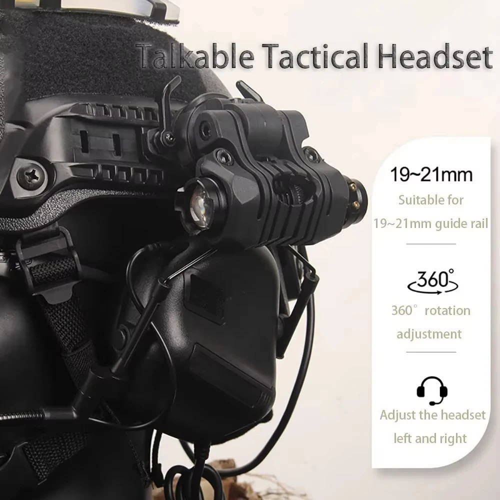 Conjunto de casco táctico con casco Airsoft, máscara facial táctica, auriculares walkie talkie, baliza de supervivencia para caza al aire libre - imagen 4