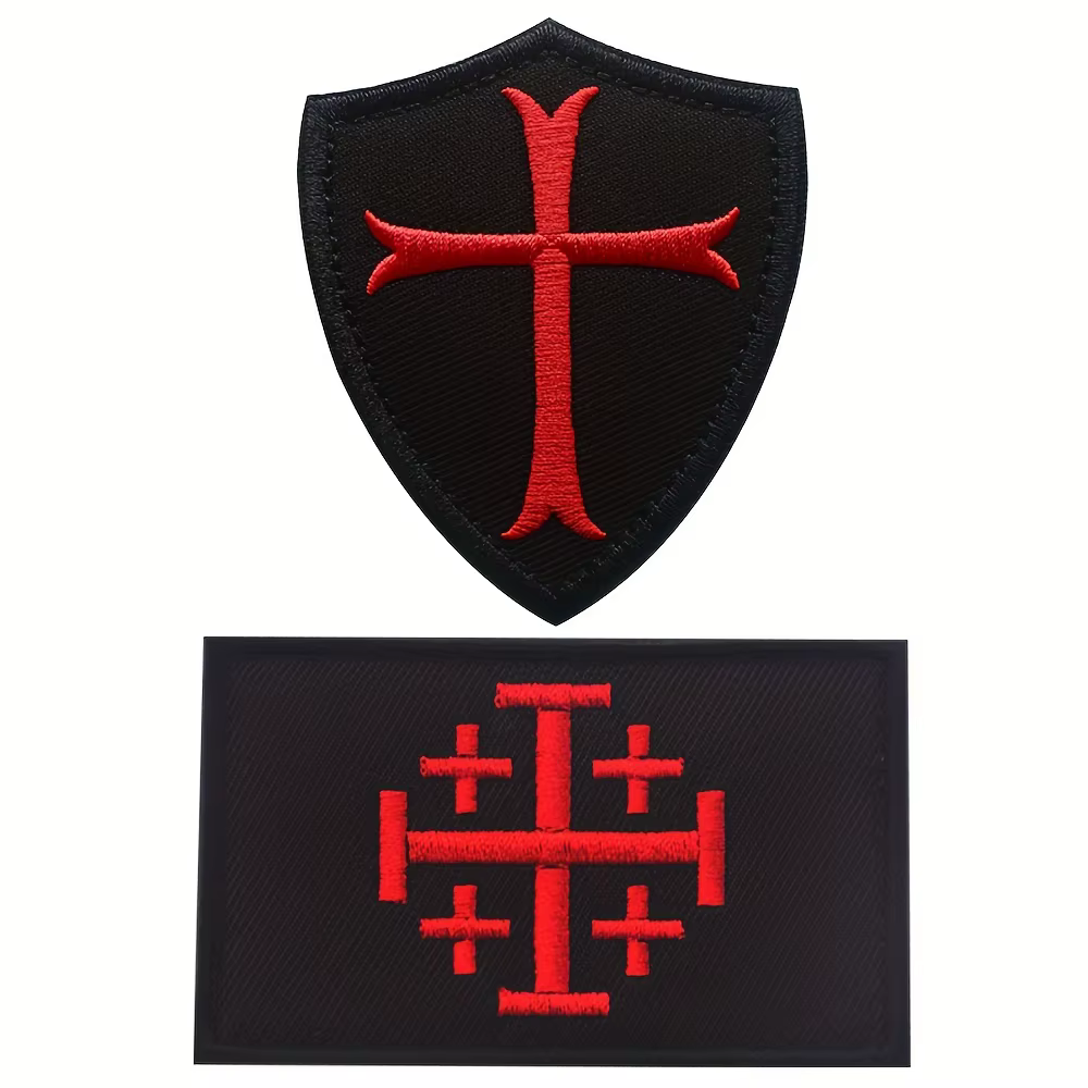 Parche bordado Cruz Malta – Insignia Velcro para Chaleco MOLLE - imagen 2