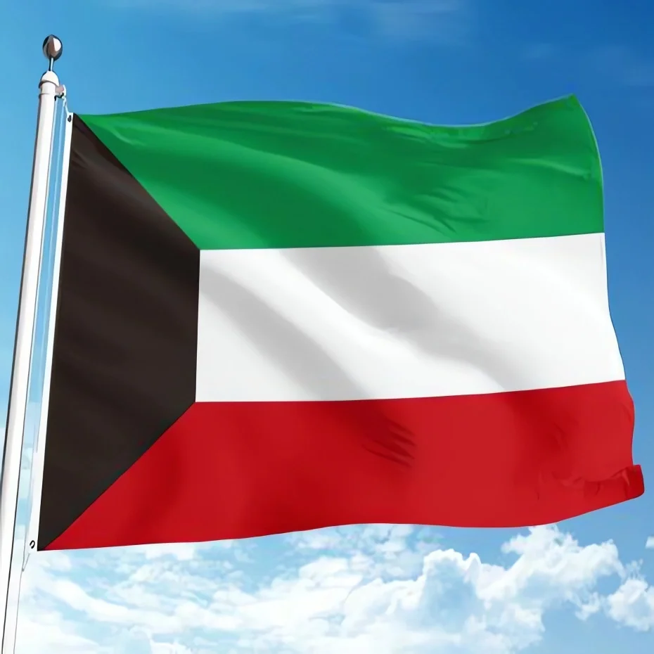 5 unids/lote bandera nacional de Kuwait 90x150cm bandera de Kuwait bandera nacional del Estado de Kuwait al por mayor