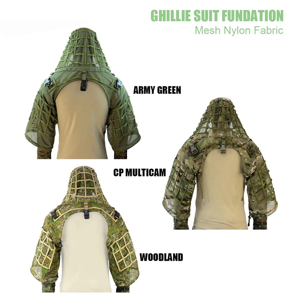 Poncho Ghillie base con capucha Viper para caza airsoft - imagen 3