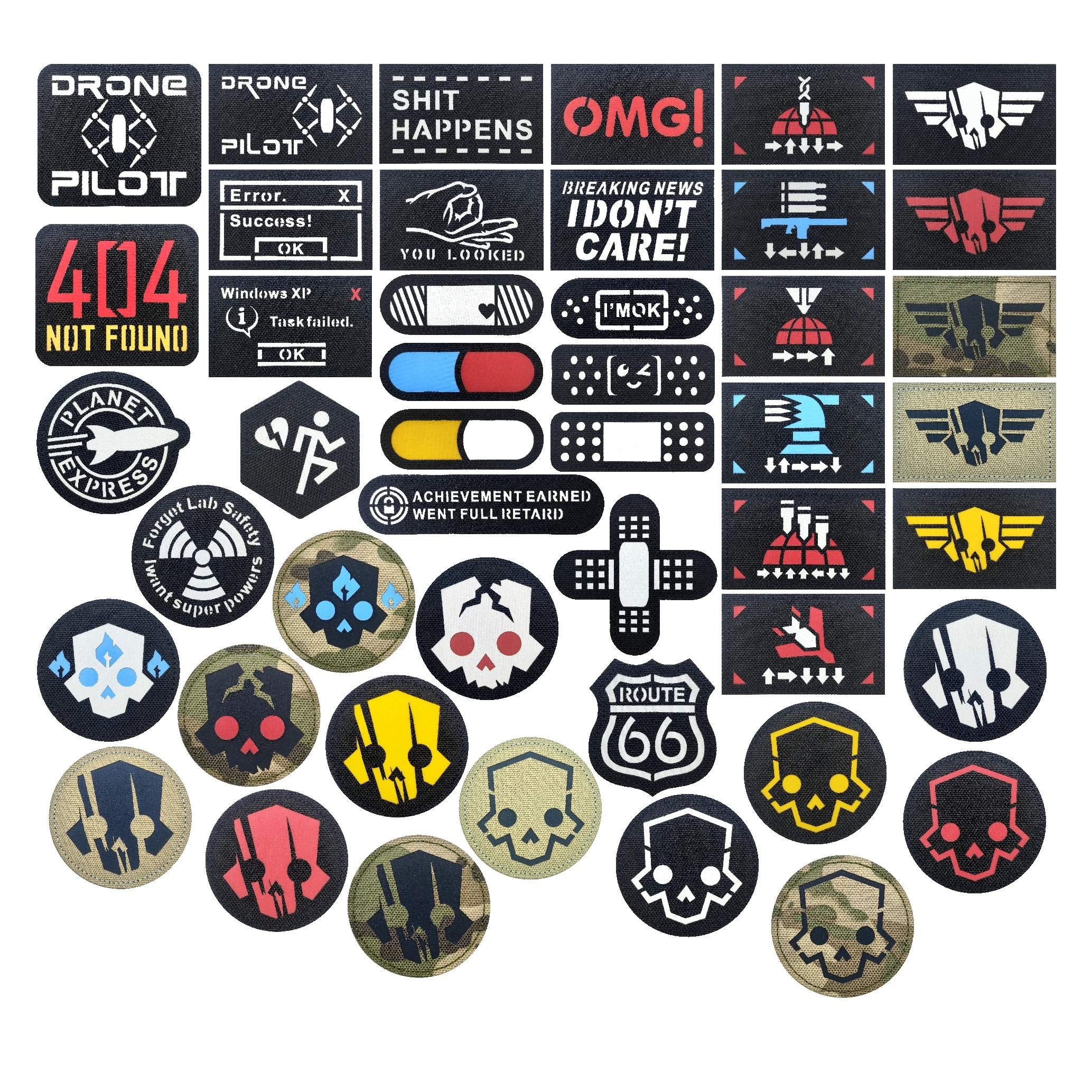 Estoy bien, vendaje cruzado, calavera, te parece bien, gesto divertido 404, NO FOUNO, mochila táctica, disfraz, parche de gancho y bucle bordado - imagen 2