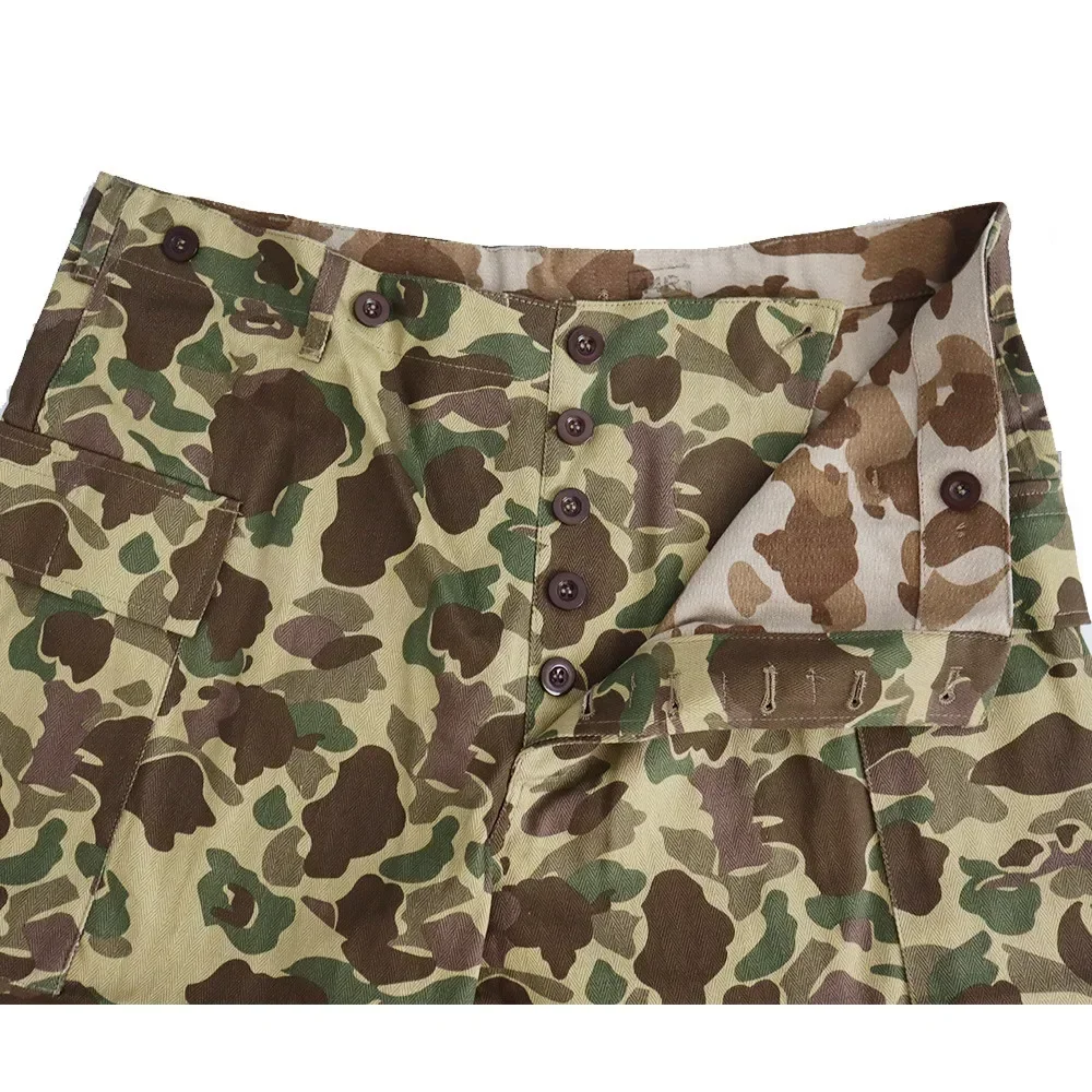 Pantalones de desierto de dos caras de camuflaje de pato de la Segunda Guerra Mundial, réplica de caza de patos, pantalones de soldados de EE. UU., pantalones de camuflaje de caza de patos americanos HBT - imagen 4