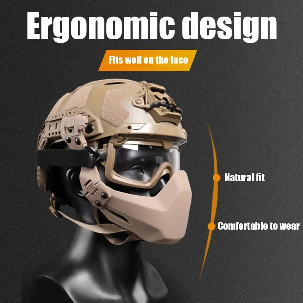 Casco Airsoft con máscara táctica y gafas, conjunto de casco rápido ajustable para exteriores, equipo de juego de Paintball de tiro para BB Sport CQB - imagen 3