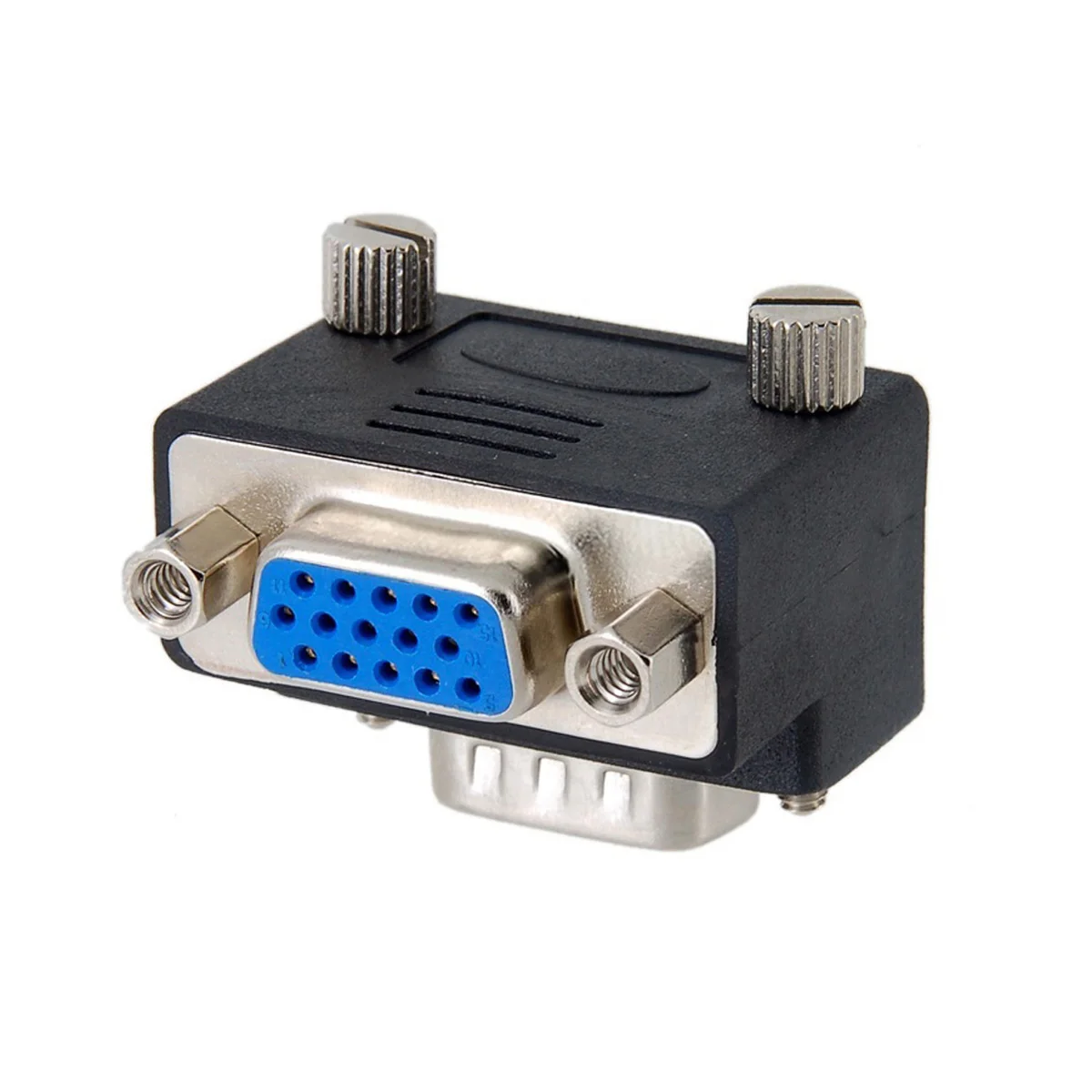 Adaptador de extensión VGA SVGA macho a hembra para Monitor y proyector, 90 grados en ángulo, negro - imagen 4