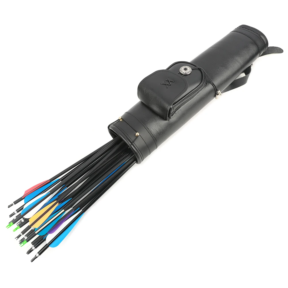 Carcaj de flecha de tiro con arco, bolsa de cuero de vaca de gran capacidad, tradicional, ajustable, hombro, espalda, arco al aire libre, accesorios de tiro de caza - imagen 2