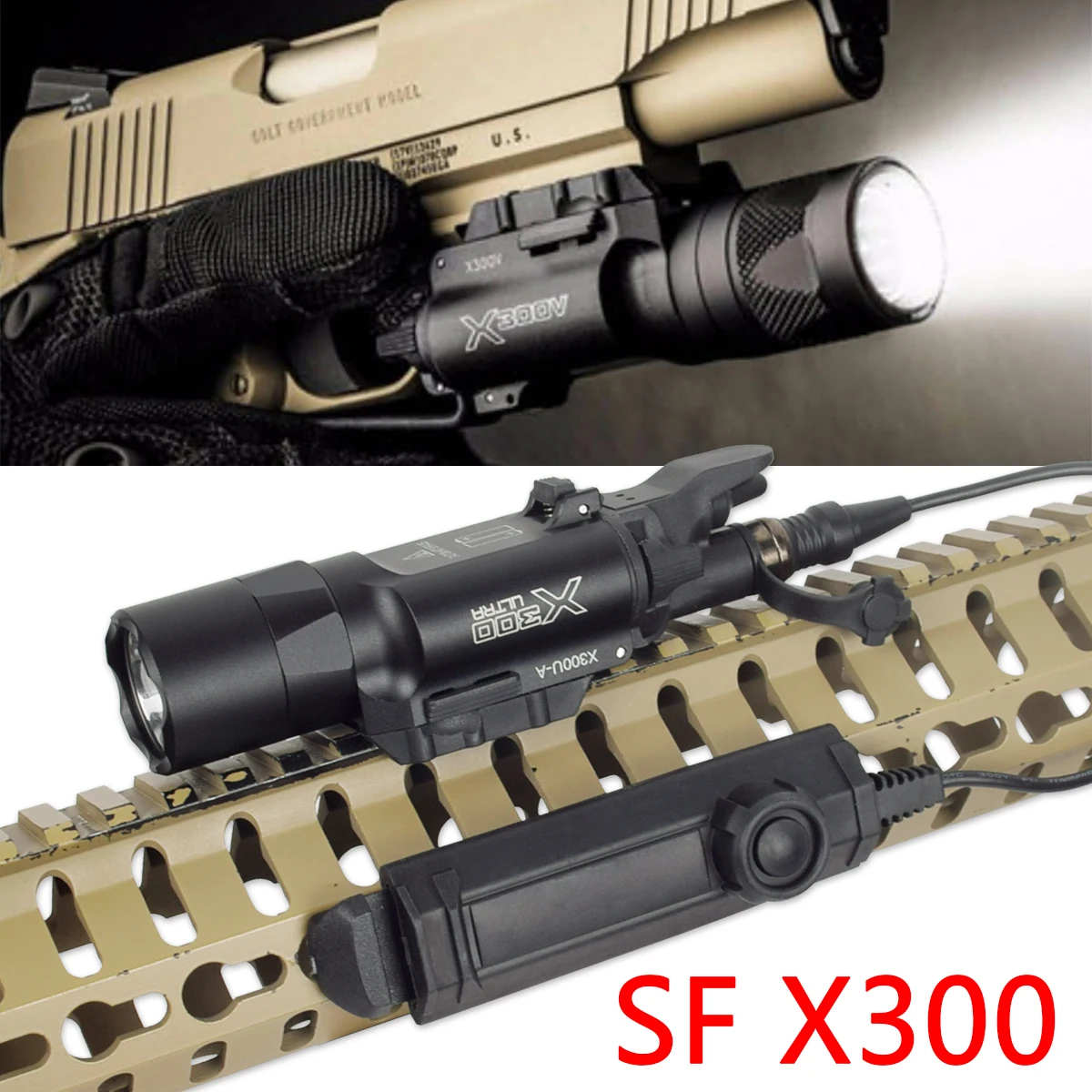 Entrega rápida linterna táctica Surefire X300 X300U M600C M600B Airsoft M300B M300C Perst-4 Scout luz accesorios de caza - imagen 4