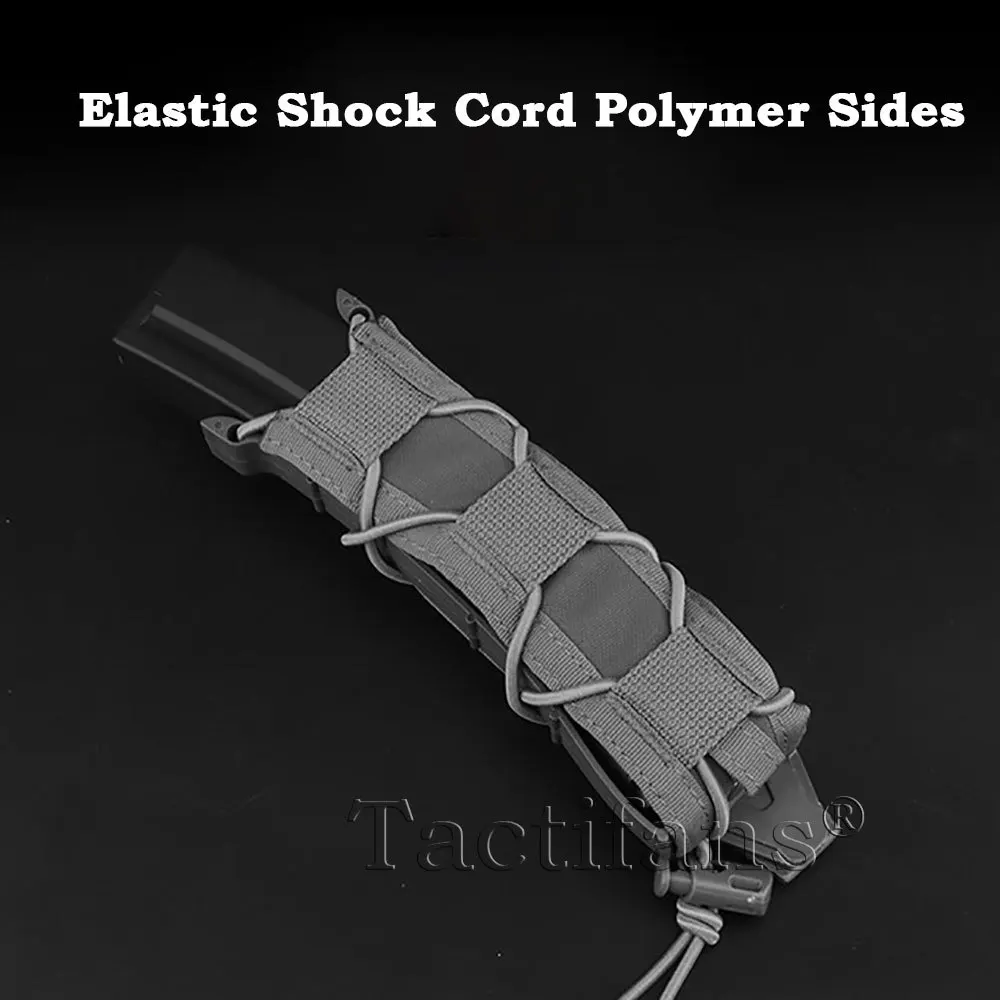 Bolsa táctica abierta para revistas de pistola, compatible con MP5/MP7/.45, larga, individual, MOLLE/PALS, Clip de malicia, cable de choque, Panel lateral de polímero de nailon 500D - imagen 5