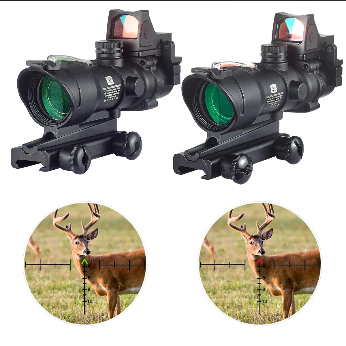 ACO 4X32 punto rojo verde con fibra óptica Real RM mira de punto alcance de Rifle iluminado retícula grabada alcance de caza reflejo - imagen 3