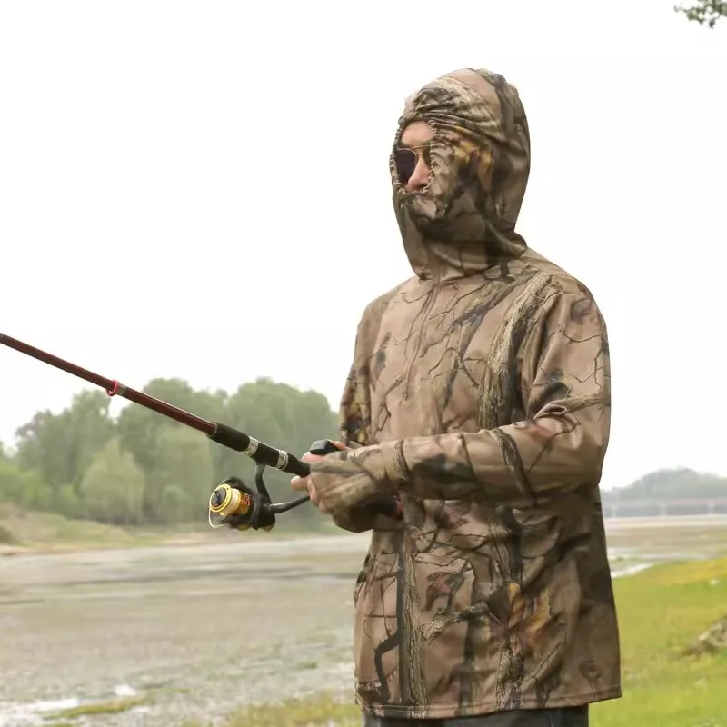 Sudadera con capucha de pesca de camuflaje Boinic para hombre, ropa fina, ligera, suave, de secado rápido, antisudor, protección solar, novedad de verano 2024 - imagen 2