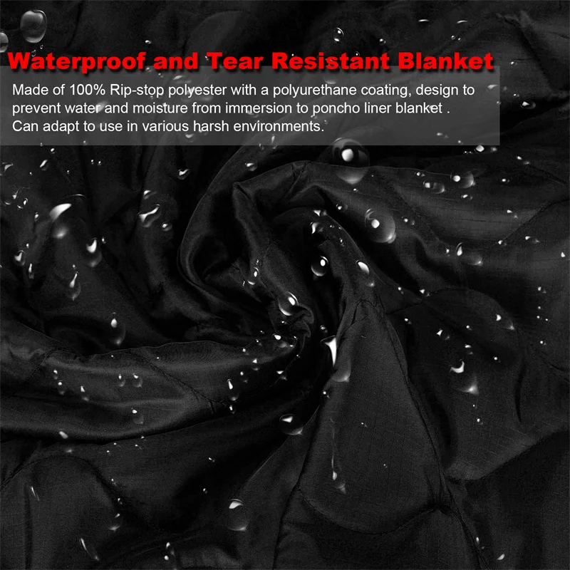 LQARMY Poncho táctico forro camuflaje repelente al agua Woobie manta acolchada adecuada para acampar, tiro caza - imagen 5