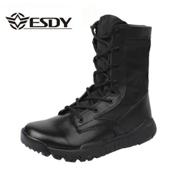 Botas tácticas negras ligeras transpirables para combate