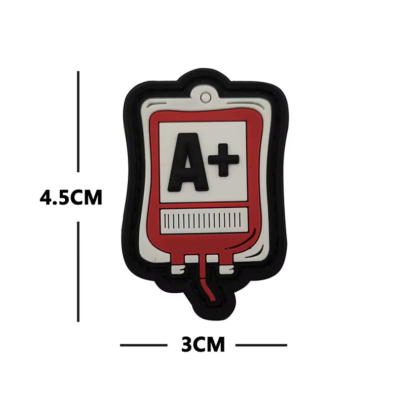 Parche sangre táctico A+ B+ AB+ O+ – PVC con velcro - imagen 3