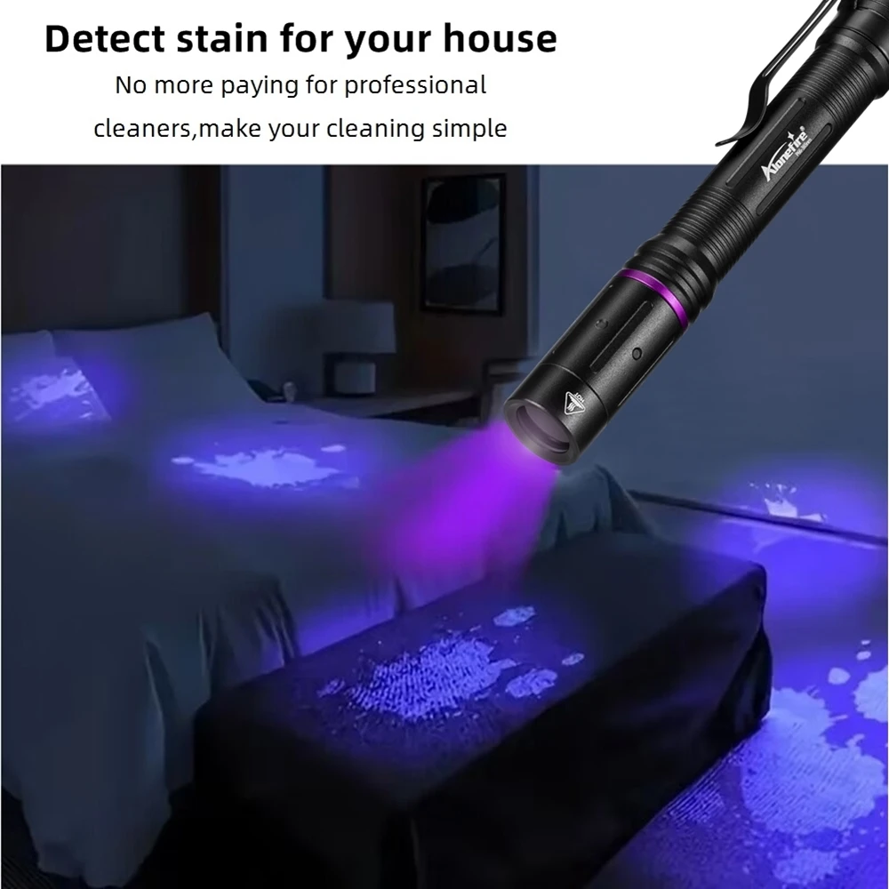 Bolígrafo de luz UV de 365nm/395nm, linterna de luz negra de alto brillo, dinero, verificación fluorescente, mancha de mascota, tiña de gato, lámpara marcadora de tinta Invisible - imagen 5