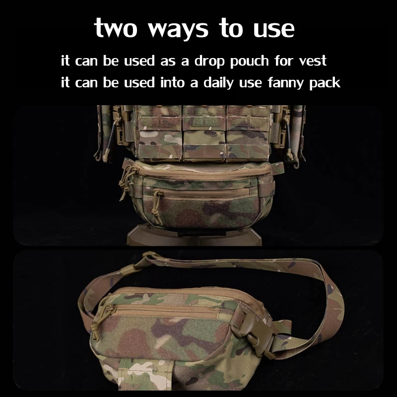 Bolsa de caída táctica, Kit de transporte Abdominal, riñonera con Panel de gancho y bucle para chaleco táctico, aparejo de pecho, bolsa para exteriores - imagen 4