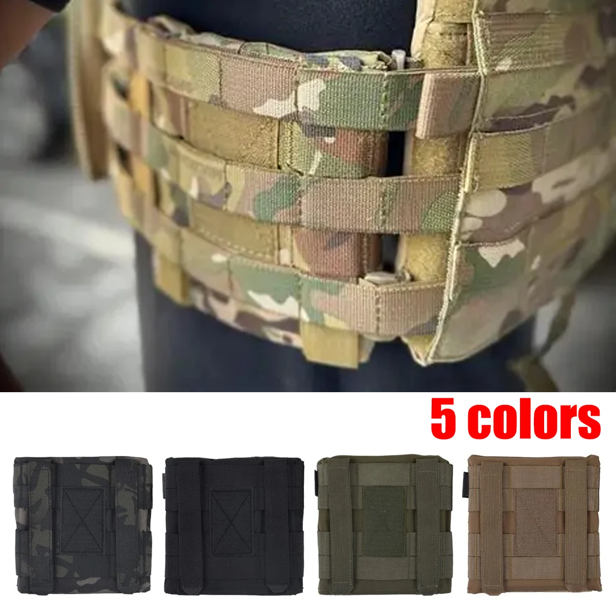 Bolsa de placa lateral táctica para chaleco JPC2.0 AVS Molle, bolsa lateral de camuflaje para caza 35107, equipo táctico, bucle de gancho suave a prueba de golpes - imagen 2