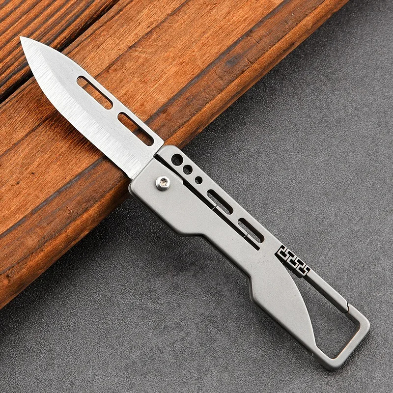 Mini cuchillo de bolsillo de transporte EDC de titanio, llavero colgante, cuchillo plegable, cuchillo de fruta portátil, cuchillo de mensajería de desembalaje - imagen 2