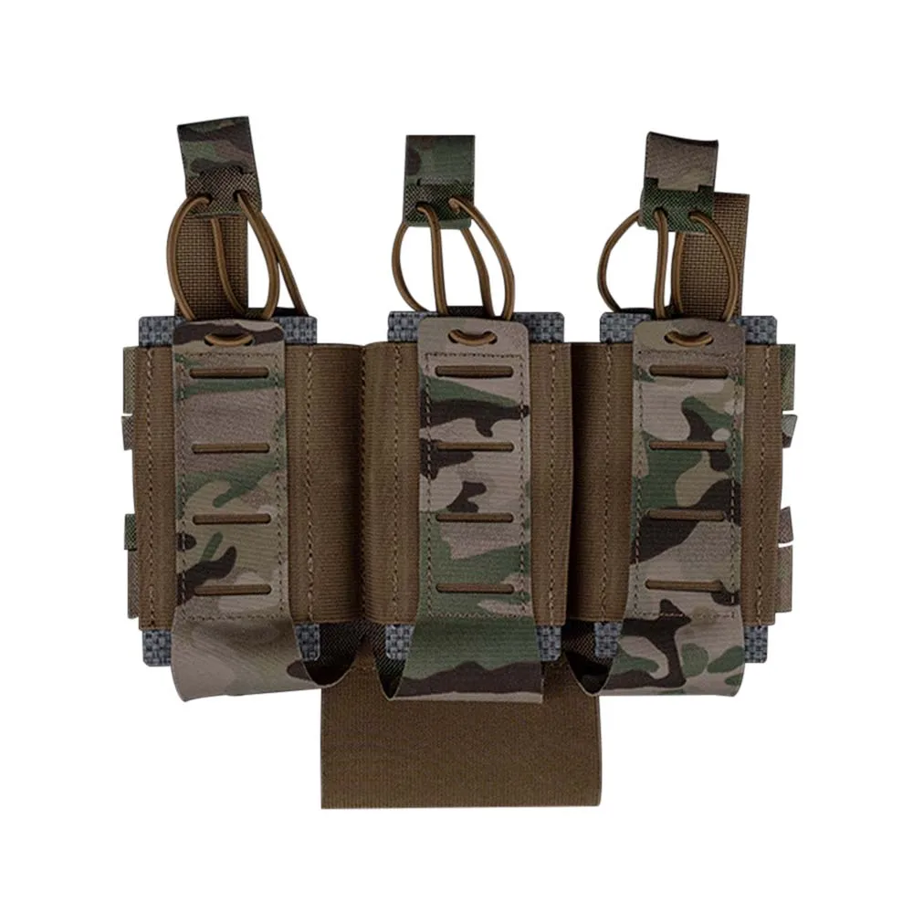 Paquete elástico de triple función de 5,56mm, bolsa Triple multifuncional Mag, soporte para revista, Panel, corte láser, caza