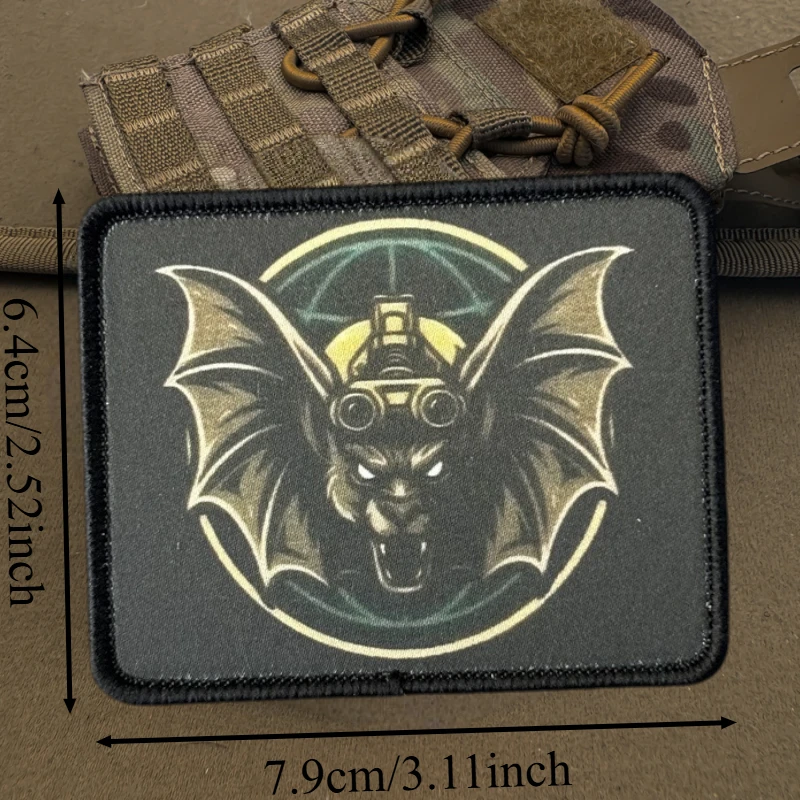Parche con estampado de murciélago inteligente, chaleco táctico, insignia de moral con gancho y bucle, pegatinas decorativas para mochila, parches para brazalete para ropa - imagen 3