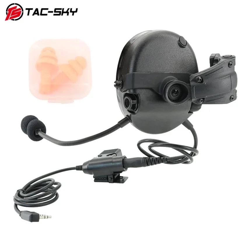 Auriculares tácticos TS TAC-SKY, orejeras de silicona de un solo lado, versión de montaje en riel de arco con U94 Ken ptt para Baofeng UV5R UV82 - imagen 3
