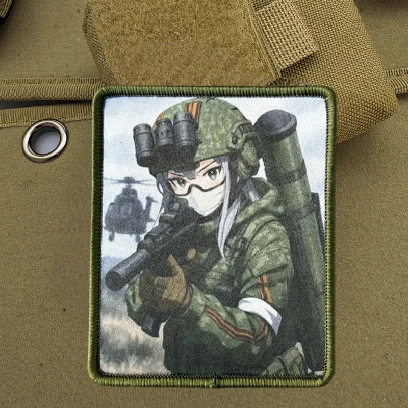 Parche estampado de Chica de Anime, chaleco táctico, sombreros con gancho y bucle, insignia de moral, mochila, pegatinas decorativas, parches para brazalete para ropa - imagen 4