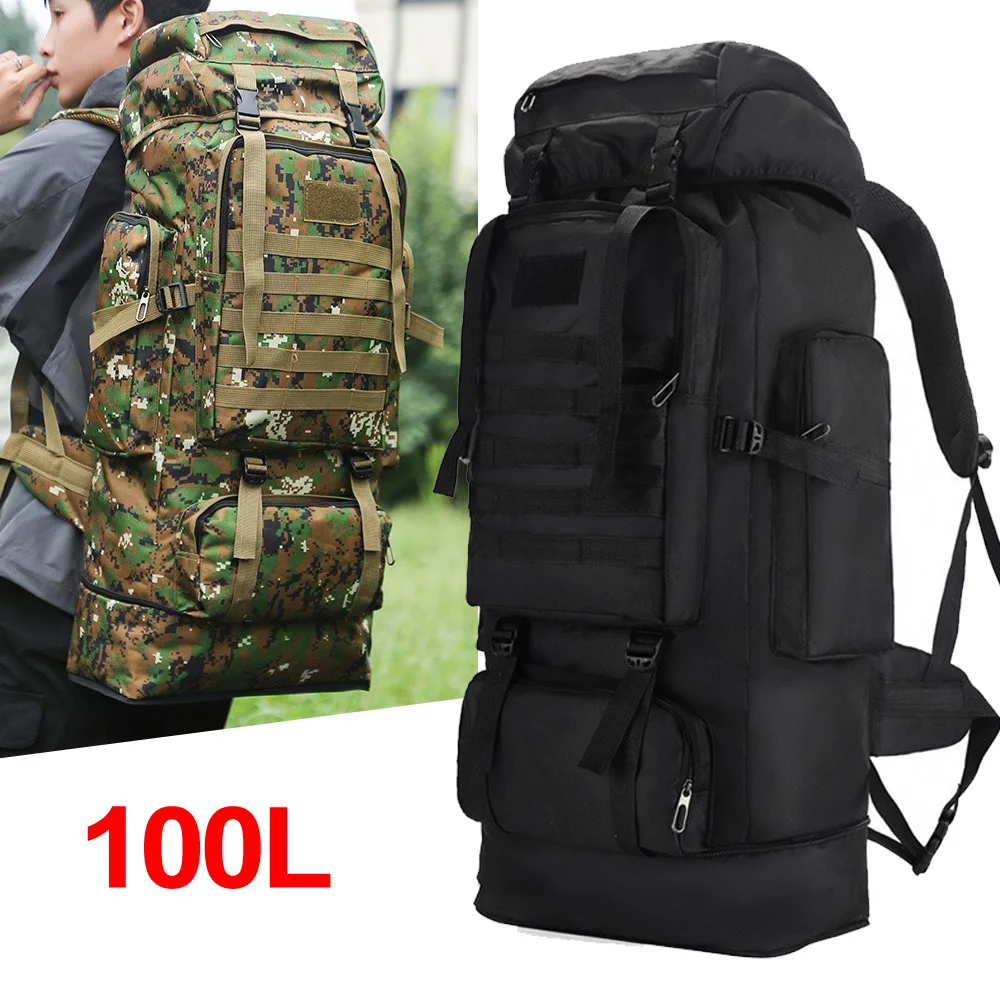 Mochila para acampar al aire libre de 100L, bolsa de senderismo, bolsa de almacenamiento de gran capacidad para hombre, bolsa de escalada deportiva para viajes al aire libre
