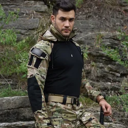 Camisetas de camuflaje para exteriores, camiseta de combate para escalar, camiseta táctica para hombre, ropa resistente al desgaste para Airsoft, Paintball, Camping y caza