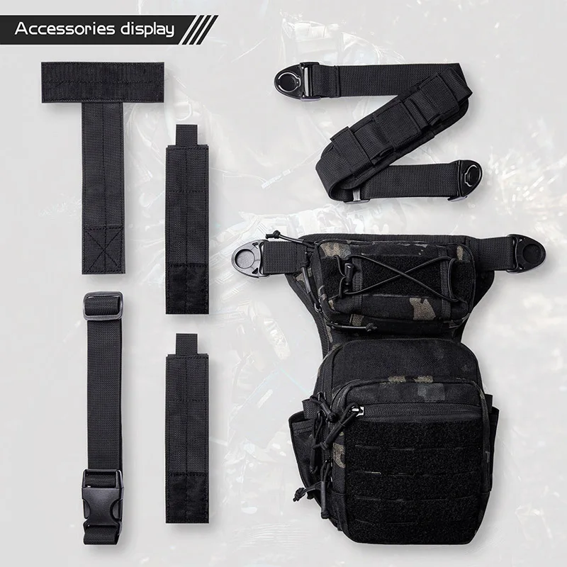 Bolsa de pierna para exteriores para hombre, accesorio táctico de nailon duradero con bolsa ajustable, bolsa de pesca ecológica táctica militar 1000D - imagen 3