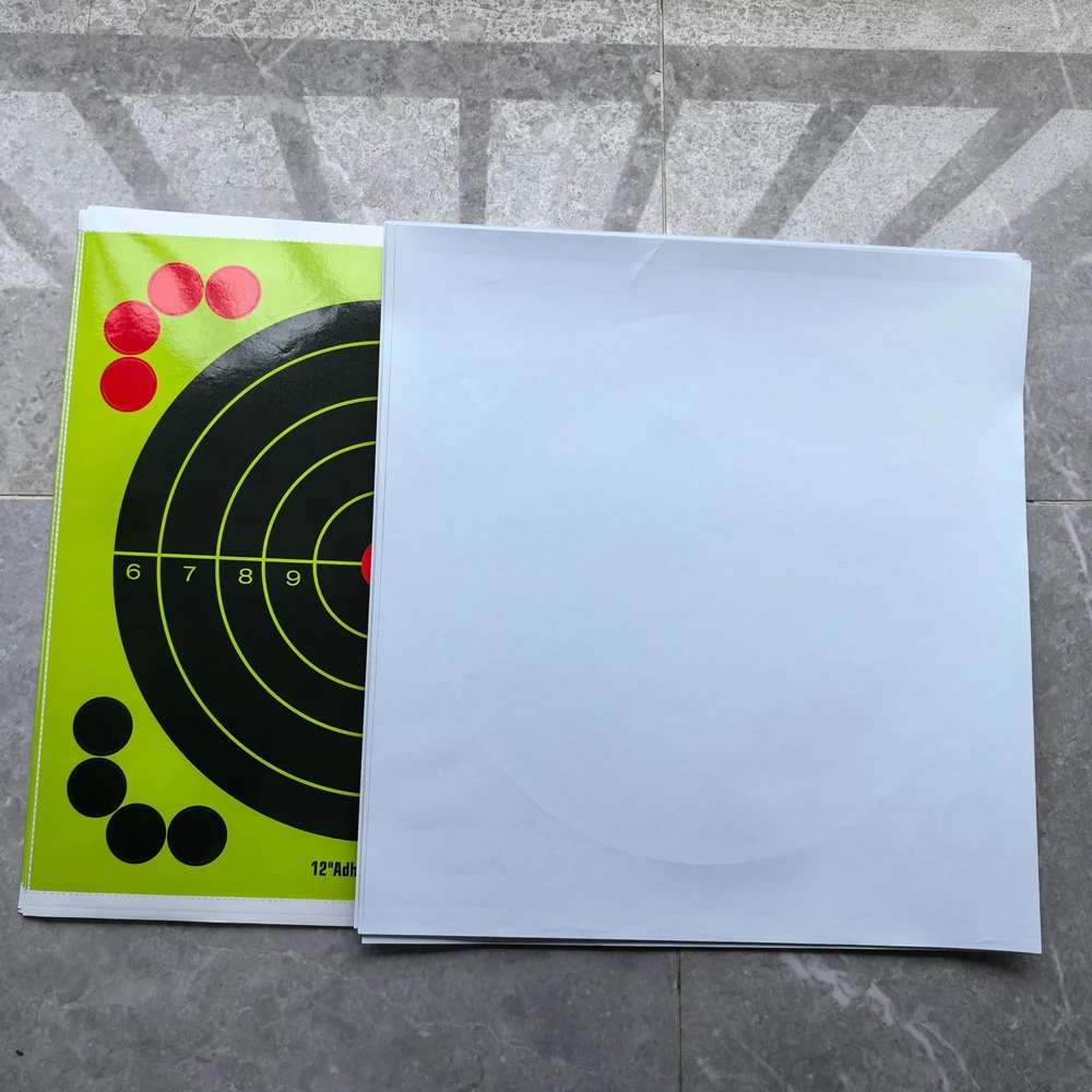 10 Uds. De pegatinas de papel autoadhesivas con salpicaduras de tiro para el alcance, 12 "x 12", con comentarios de impacto amarillo