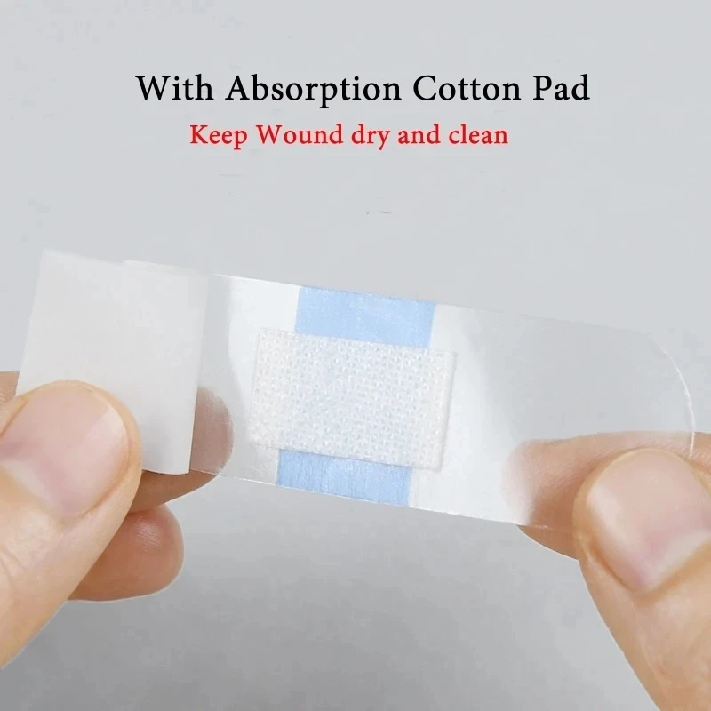 Vendajes médicos antibacterias impermeables, Kit de primeros auxilios para viajes en casa, yeso adhesivo transparente para heridas, 100 unids/lote por paquete - imagen 3