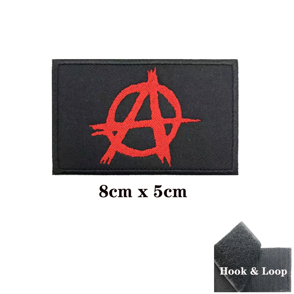 Parche de bandera roja de anarquía, etiquetas de insignia a rayas, brazalete militar de mandriles, bucle de hierro o gancho bordado, 1 ud. - imagen 3