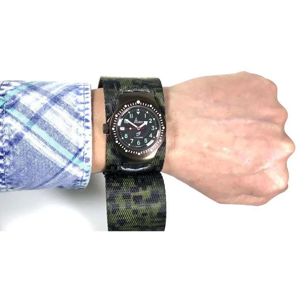 Reloj táctico de cuero blanco plateado 6E4 para exteriores, reloj militar mecánico de tres defensas VOSTOK - imagen 4