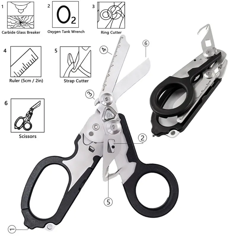 Tijeras de rescate tácticas de repuesto para Leatherman Raptor, tijeras plegables expertas de primeros auxilios, herramienta de supervivencia al aire libre, dispositivo combinado - imagen 3