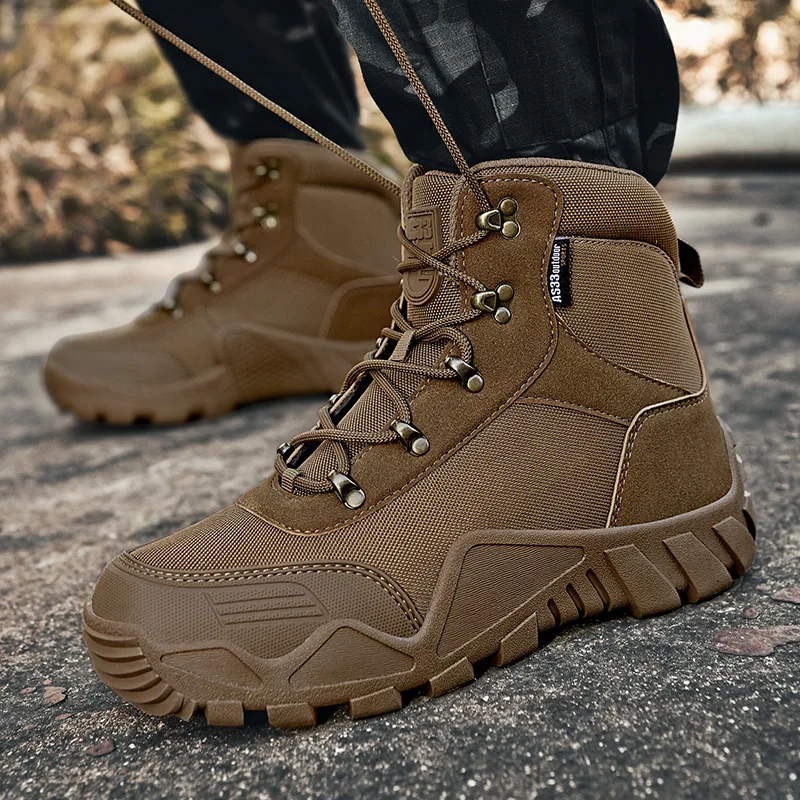 Botas militares de combate para hombre al aire libre, Botas de senderismo impermeables, zapatos de caza tácticos, botas de Trekking para escalar de talla grande 39-47 - imagen 3