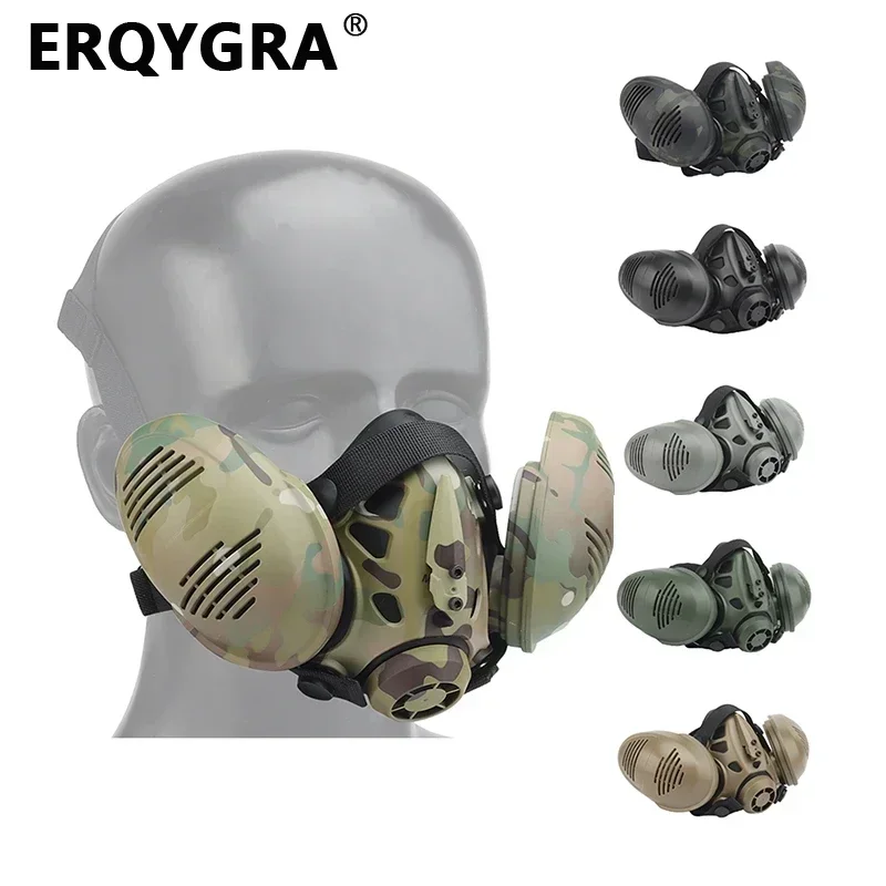 ERQYGRA respirador táctico modelado media cara máscara accesorios de Paintball protección de seguridad al aire libre Airsoft CS equipo deportivo - imagen 2