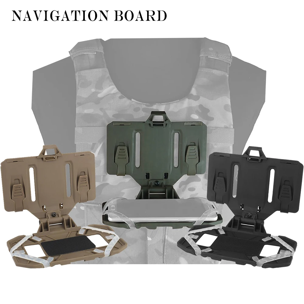 Portador de placa Airsoft, portador de teléfono Molle, tablero de navegación para deportes al aire libre, soporte plegable, chaleco táctico, soporte de aparejo para el pecho