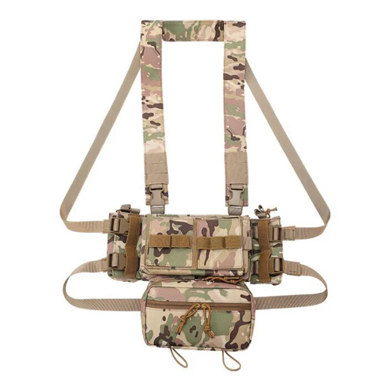 Chaleco táctico Molle de aparejo de pecho con accesorios, bolsa militar CS Wargame Airsoft H arnés, funda frontal, bolsa de cintura - imagen 2