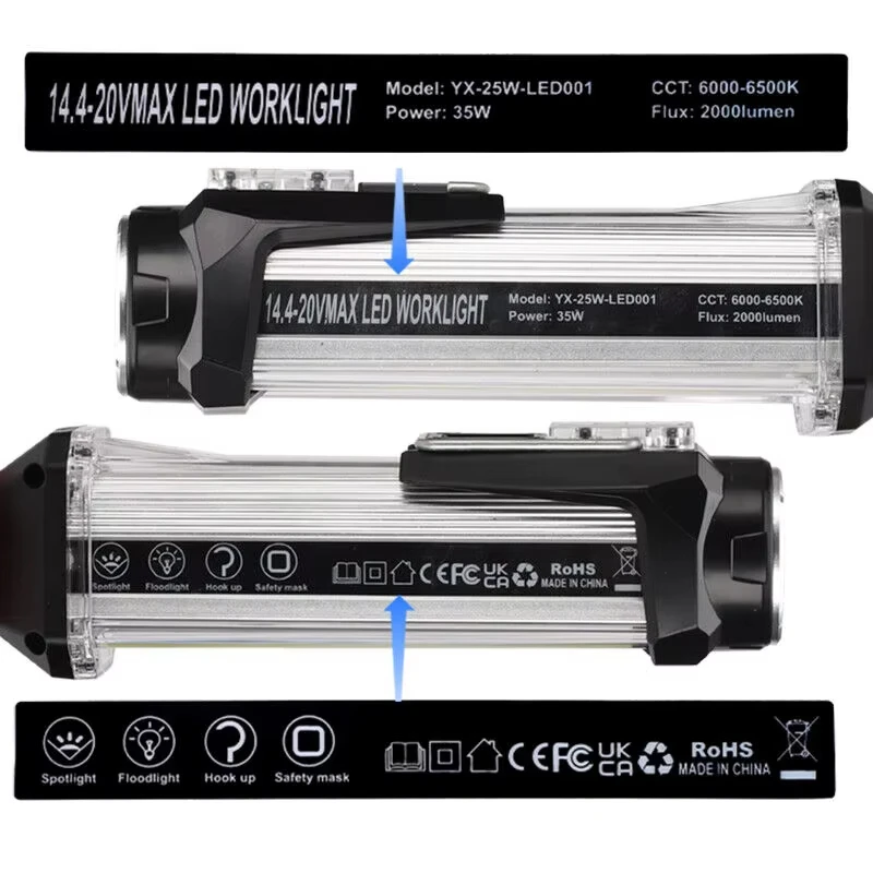 Lámpara LED para herramientas, luz de trabajo para Makita, batería de iones de litio de 18V BL1830 BL1850, linterna para exteriores, reflector portátil - imagen 3