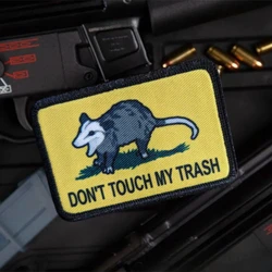 Don't Touch My Trash Meme parches tácticos con estampado de mapache, insignia de moral Possum, brazalete militar, pegatinas de mochila con emblema de gancho y bucle