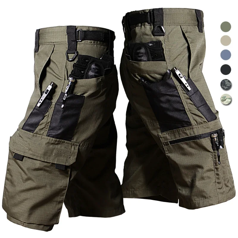 Pantalones cortos de camuflaje para hombre, Shorts finos de secado rápido con múltiples bolsillos para caza, senderismo y pesca al aire libre, Verano - imagen 2