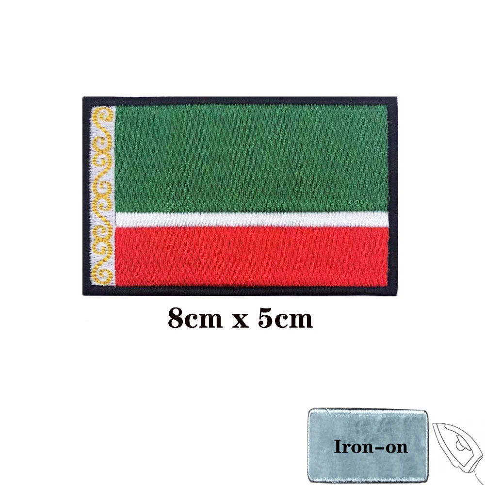 Parche de bandera chechenia, insignia a rayas, etiquetas, mandriles, brazalete militar, brazalete bordado con bucle de hierro o gancho, 1 ud. - imagen 4