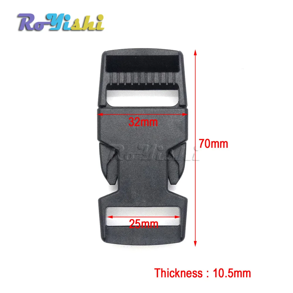 Hebillas de Liberación lateral contorneadas para pulseras de supervivencia Paracord, 1 ''(25mm), color negro, 10 unids/paquete - imagen 2