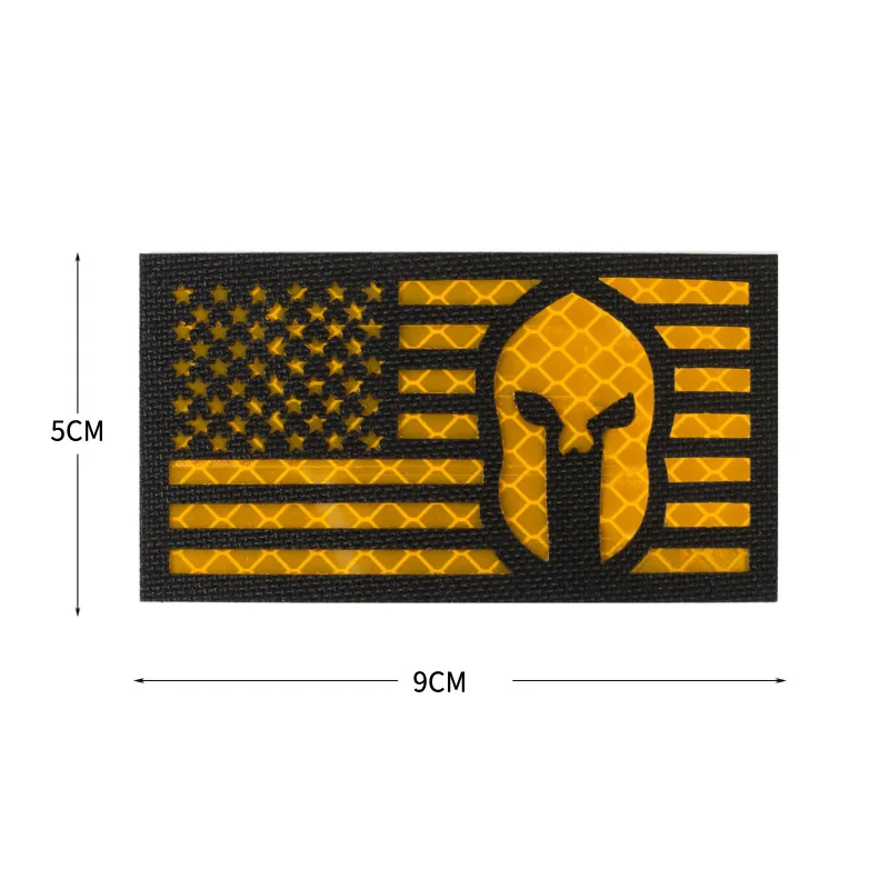 Paquete táctico de ventilador del ejército reflectante IR con bandera americana, casco espartano, insignia de brillo IR, Parche de gancho para chaqueta - imagen 5