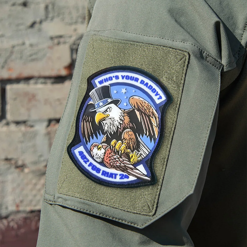 Parches tácticos Who's Your Daddy Eagle para ropa, parche de gancho y bucle, insignia militar, brazalete, pegatinas decorativas para mochila